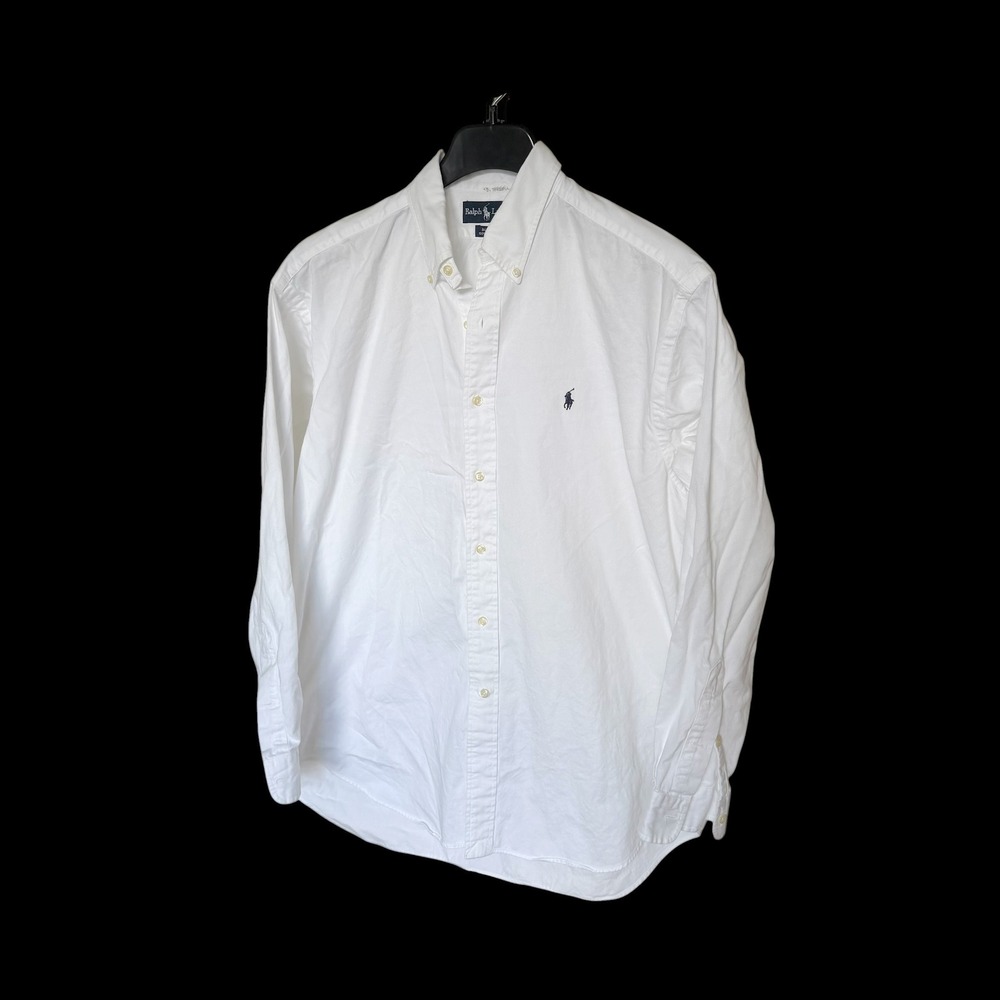 90's Polo Ralph Lauren Blaire Large White Cotton Button Down Shirt Long Sleeve